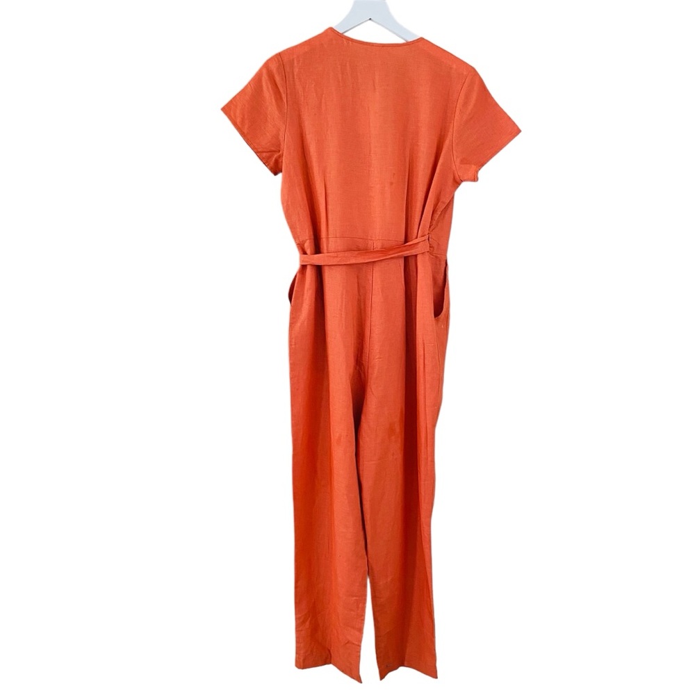 Grae Cove NEW Coral Orange Belted Wrap Style Lightweight‎ Jumpsuit Size Small - Picture 7 of 12